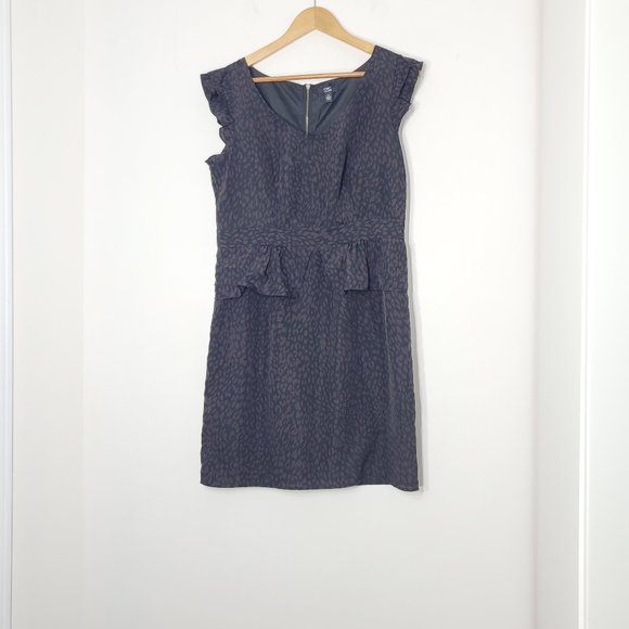 Chic Par Jacob Black Brown Animal Print V-Neck Sleeveless Dress Zipper Size 12 - Picture 1 of 10